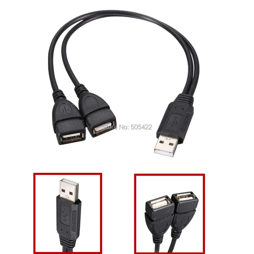 

30PCS/LOT USB 2.0 A Male To 2 Dual USB Female Jack Y Splitter Hub Power Cord Adapter Cable