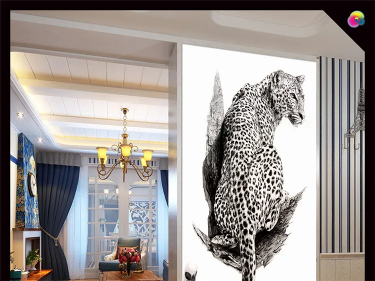 Cheetah Hallway Mural Photo Wallpaper for Living Room Home Wall Art Decor 3D Painting Entrance MuralsDecorative Home Improvement