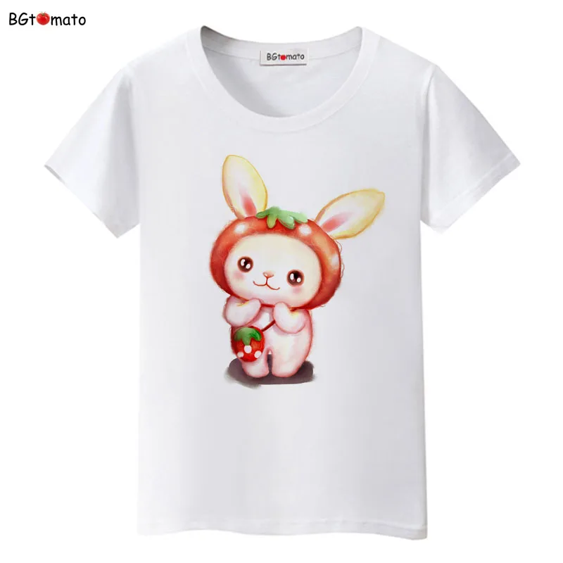 Nuovo Kawaii stampato Hand Draw Aabbit T-shirt Donna Top Manica corta O-Collo Camicie Abbigliamento per le donne Tees Vendita calda