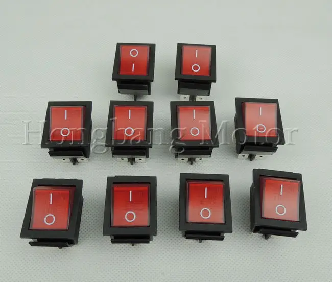 

Free shipping!50Pcs/Lot 4 Pin Red Light ON / OFF Rocker Switch push button switches 250V 15A 125V20A