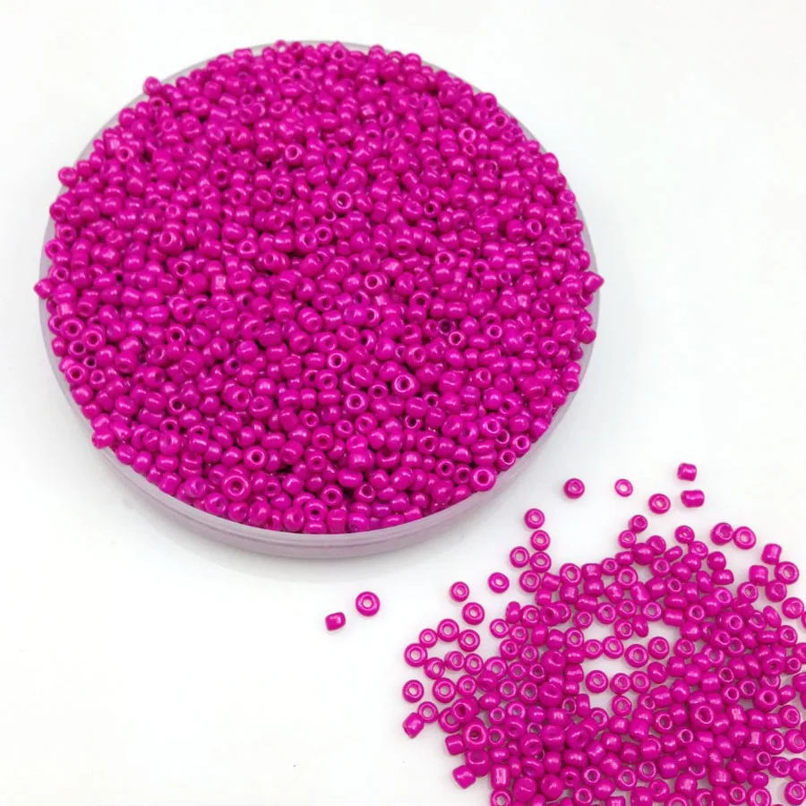 16g 1000X 2mm 12/0 Dark Rose Pink Neon Color Opaque Loose Spacer Beads Cezch Glass Seed Beads Handmade Jewelry DIY Garment Bead