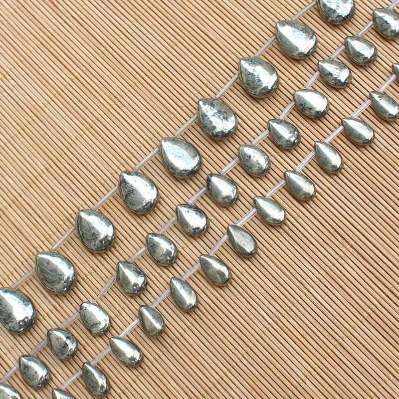 Natural Pyrite Plane waterdrop Loose Beads 15inch per strand,For DIY Jewelry Making !We provide mixed wholesale for all items!