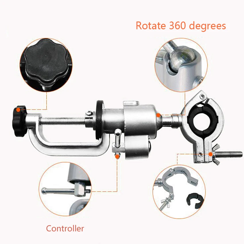 2-In-1 360 Degree Rotating Bench Table Vise Multifunctional Aluminium Alloy Swivel Vise Clamp Electric Drill Stand Rotating Tool