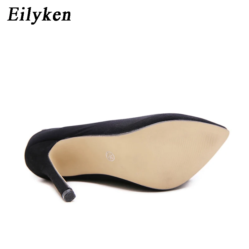 Eilyken Fashion Woman Stretch Fabric Sock Boots Over the Knee Thigh High Heel Pointed Toe Female Booties Size 35-42