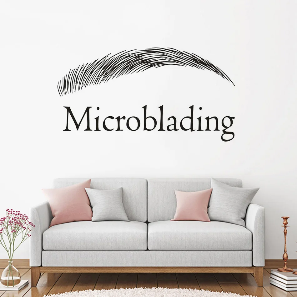 Eyebrows Microblading Logo Wall Sticker Beauty Salon Interior Decor Brows Design Vinyl Wall Decal Microblading Sign Poster AZ672