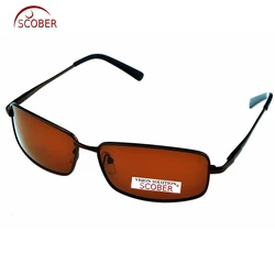 Rectangular Brown Polarized Sunglasses  Lens Eyeglasses Spring Hinge Driving Vintage Male Google Eyewear