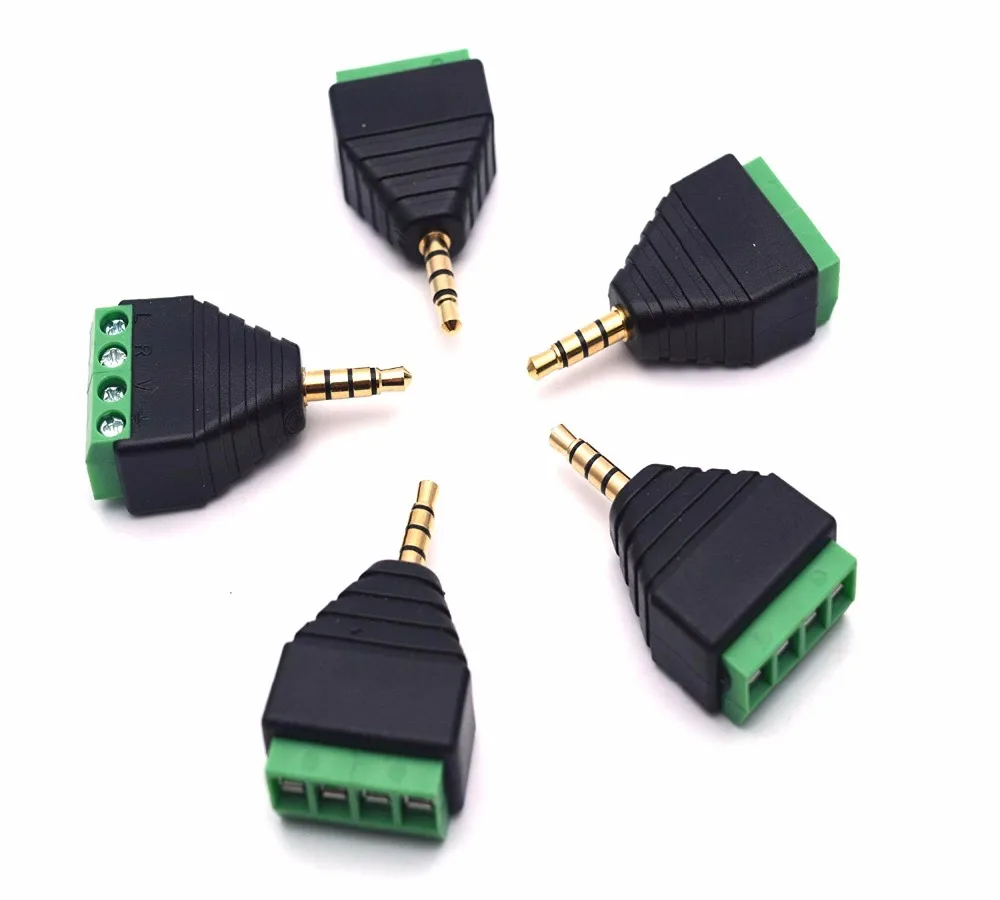 5 Pcs/lot 3.5 Mm Stereo Jack Male untuk Perempuan AV 4-Screw Video Headphone Balun Terminal Adaptor