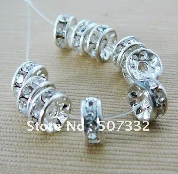 

free shipping silver colour Clear Crystal Rondelle Bead Caps Spacer 4mm 200pcs/lot