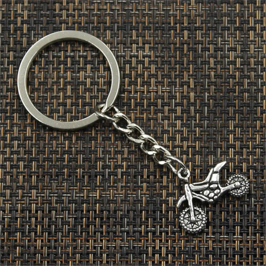 New Fashion Men 30mm Keychain DIY Metal Holder Chain Vintage Motorcycle Motorcross 17x23mm Silver Color Pendant Gift