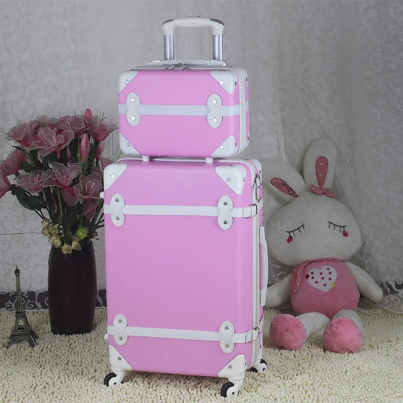 Letrend ABS Vintage Suitcase Wheels Rolling Luggage Set Spinner Women Retro Trolley Cabin Travel Bag Students Carry On Trunk