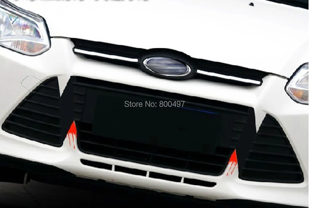 Creative Carbon Fiber Vinyl Stickers Grill Decorative Decals Shark Teeth Stickers for Ford Focus MK3 2011 2012 2013 2014