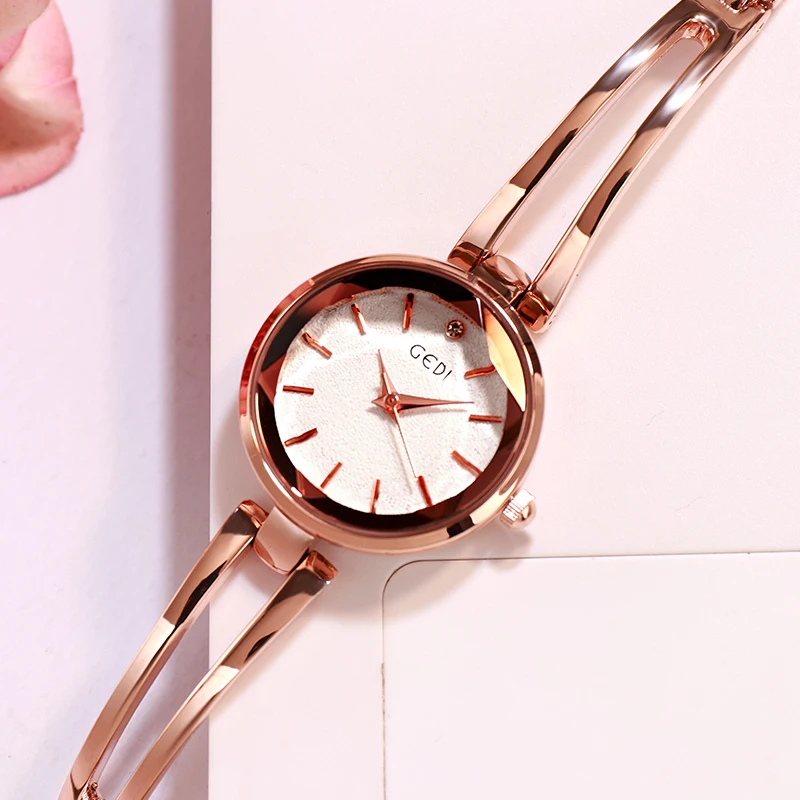 GEDI Unique Stainless Steel Women Watch Elegant Quartz Women's Watches Wrist Clock Lady Fashion Brand Waterproof Female Hour