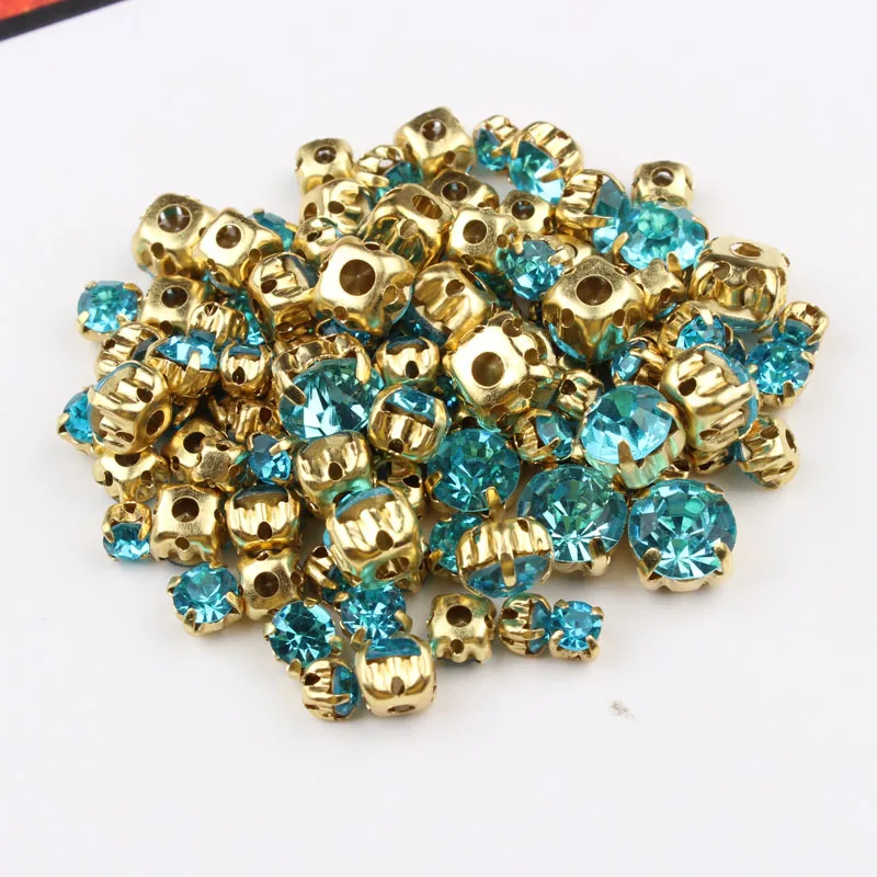 Mixed size sewn rhinestone 24 colors and gold claw glass stone  crystal  for DIY decoration shoes and hats luggage decoration