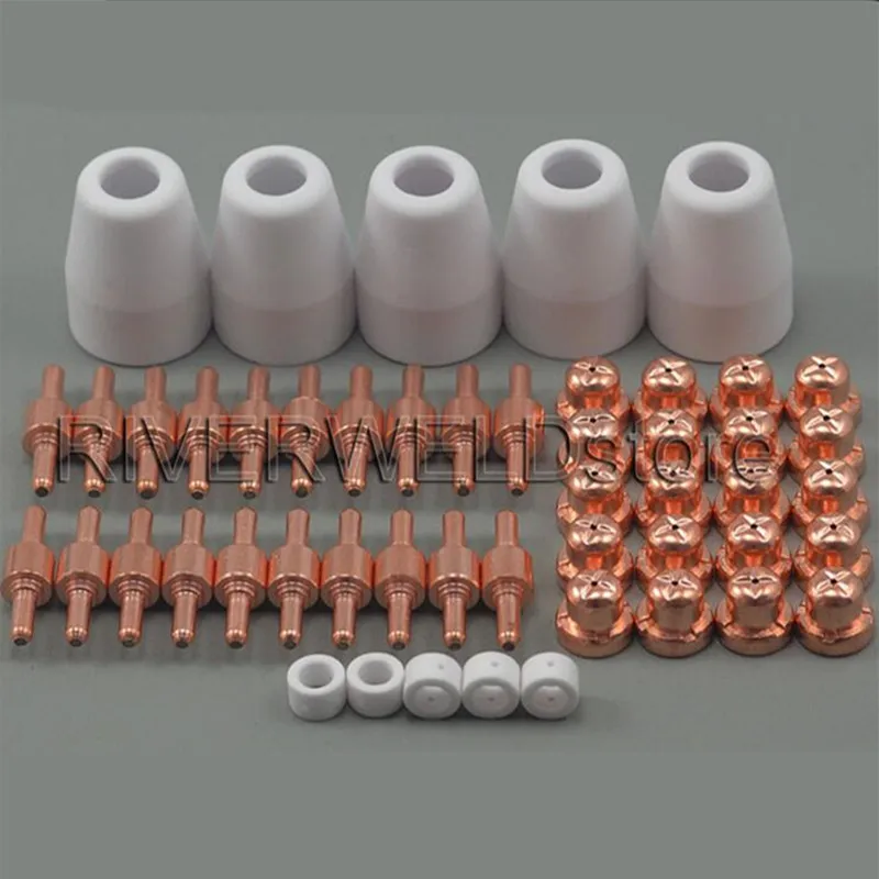 50pcs PT-31 LG-40 Plasma Cutting Cutter Torch Consumables KIT Electrodes TIPS Nozzles  Fit CT-312 CUT40 CUT-50