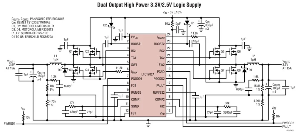 LTC1702ACGN LTC1702AIGN LTC1702CGN LTC1702 - Dual 550kHz Synchronous 2-Phase Switching Regulator Controller