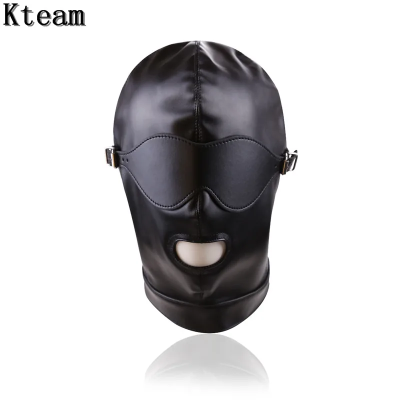 PU Leather Hood Mask Eye Mask Sexy Blindfold Headgear Head Bondage Restraints Harness Adult Game Slave Sex Products for Couples