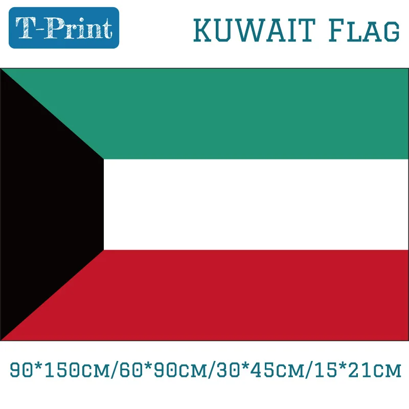 The State of Kuwait National Flag 60*90cm 90*150cm 15*21cm 3ft*5ft Banners Brass Grommets   Car Flag