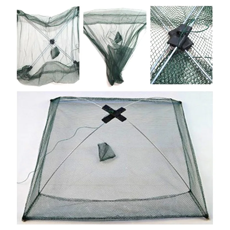 Fishing Net Foldable Folding Mesh Nylon Fishing Net Baits Trap Cast Dip Crab Shrimp Nets Automatic Trap Outdoor Fishnet