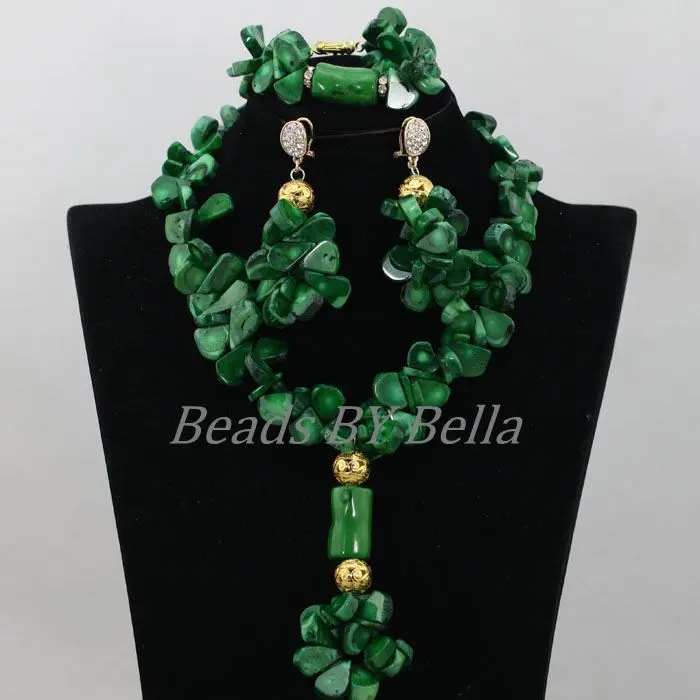 Delicate African Coral Beads Jewelry Set Nigerian Wedding Necklace Green Coral Beads Bridal Jewelry Sets Free Shipping ABF994