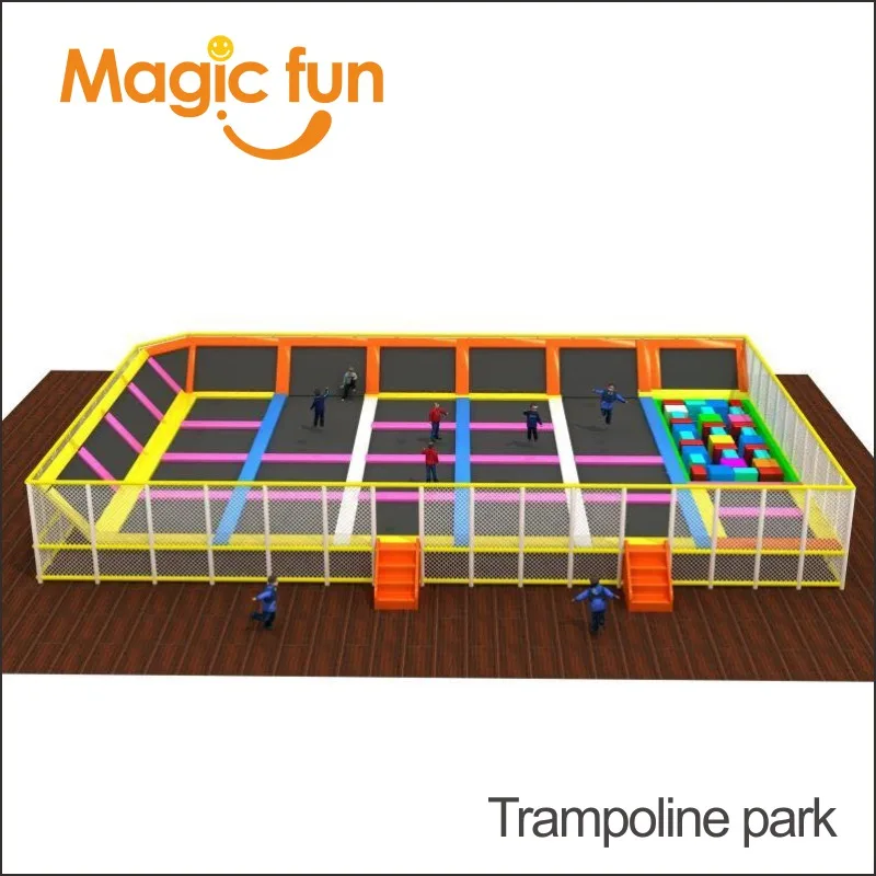 MAGIC FUN  Popular Newest Games Large Indoor Amusement Trampoline Games Park with Foam Pit Basketball and Climbing Wall