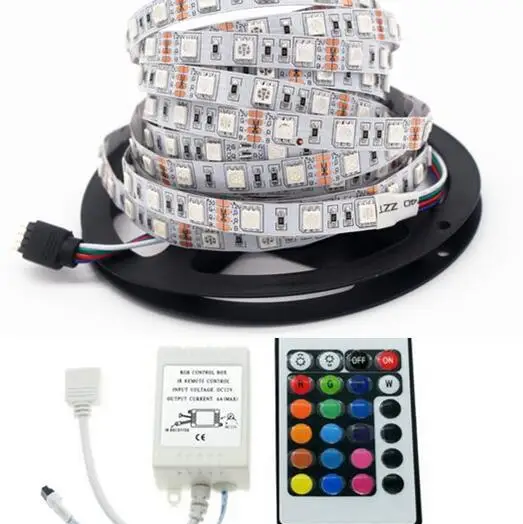 5050 RGB white warm LED Strip Flexible Light Lamp 5M 300 Led SMD NON Waterproof RGB Strip Led /24key controller