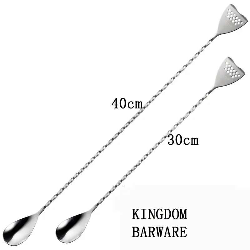 40cm Stainless Steel Mixing Spoon with a convenient strainer on the tail end Bar Cocktail Shaker Spoon
