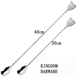 40cm Stainless Steel Mixing Spoon with a convenient strainer on the tail end Bar Cocktail Shaker Spoon