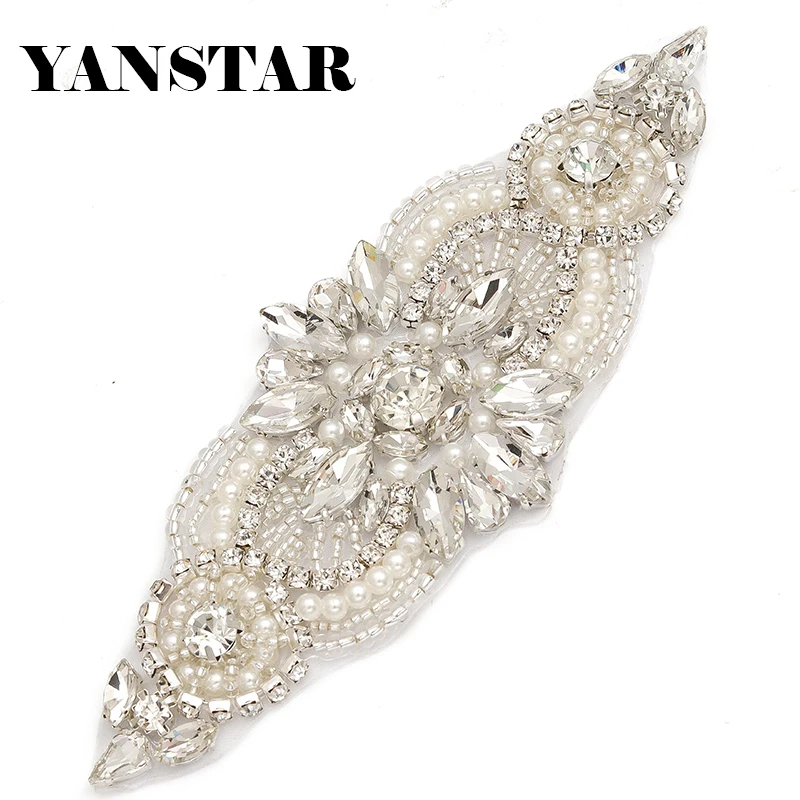 YANSTAR (10pcs) Wholesale Bridal Belt Hand Rose Gold Rhinestones Appliques Accessory Sewing On Wedding Gown Sash DIY YS844