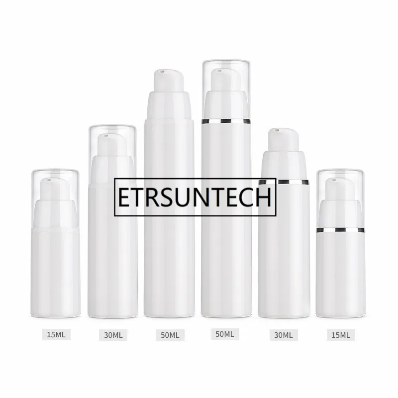 15ml 30ml 50ml airless Lotion Pump Dispensing bottle 1oz white PP cosmetic container cosmetic packaging