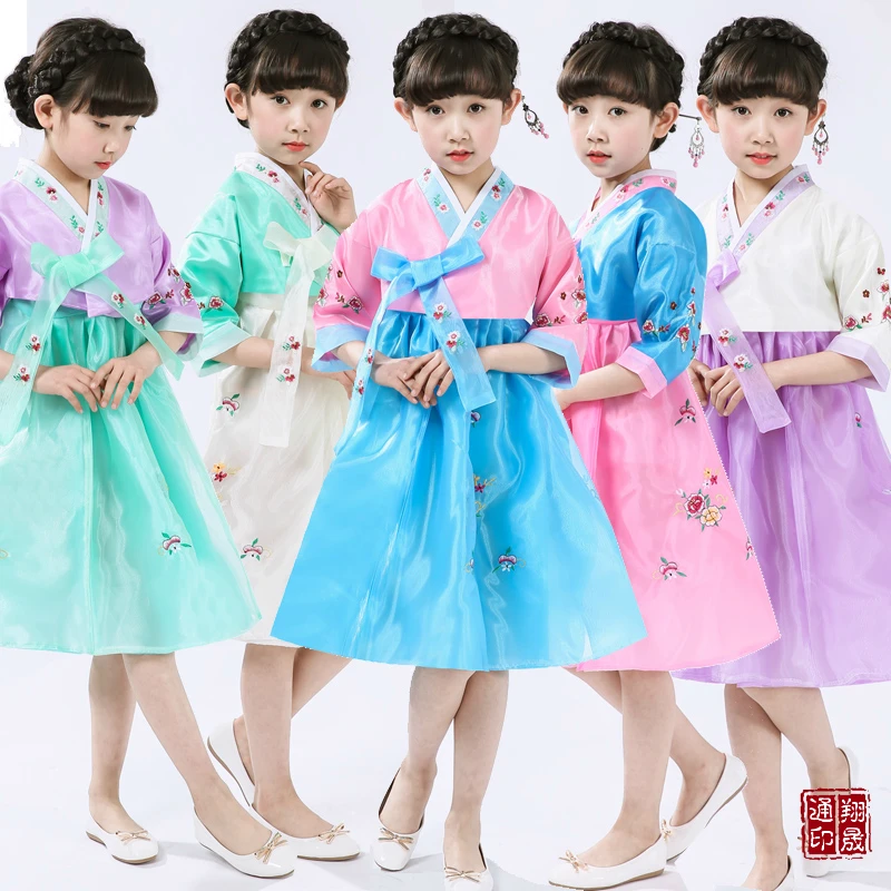 Nieuwe Kids Hanbok Jurk Meisje Koreaanse Traditionele Palace Kostuum Kind Koreaanse Etnische Kostuums Oosterse Nationale Stadium Kleding 89