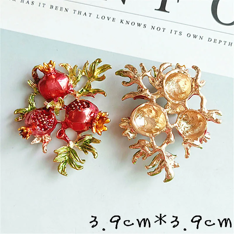 5 Pcs/Lot Alloy Creative Red Pomegranate Buttons Ornaments Hair DIY Box Clothing Mobile Phone Jewelry Accessories Handmade