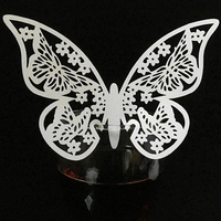 10 Colos 50pcs Laser Cut Butterfly Table Wine Glass Name Place Cards Gift Card Wedding Birthday Baby Shower Party Favor Supplies