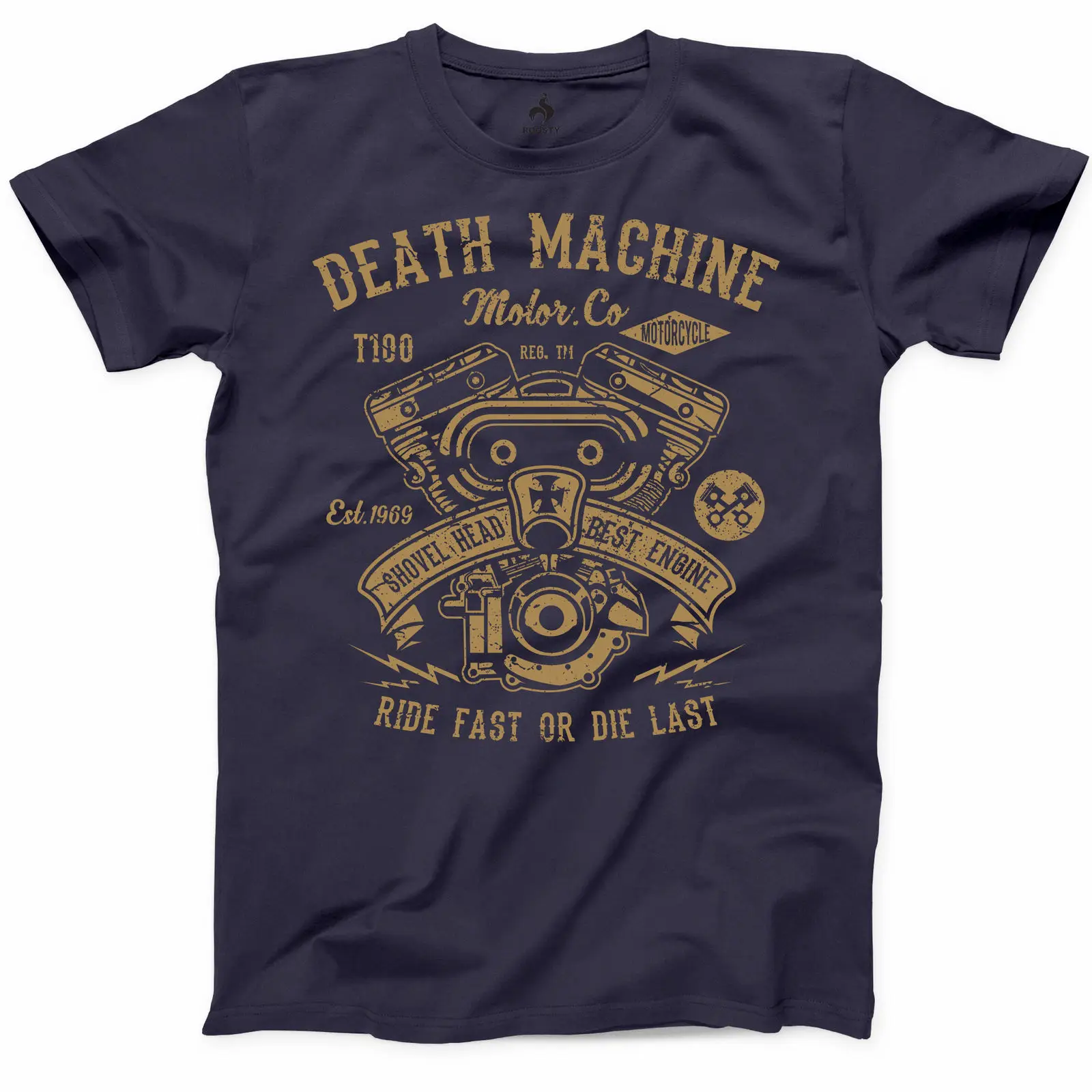 Cool T-Shirts Designs Best Selling Men Death Machine Motorcycle T Shirt Shovel Head Engine Funny Biker S Classic Tee T-Shirt