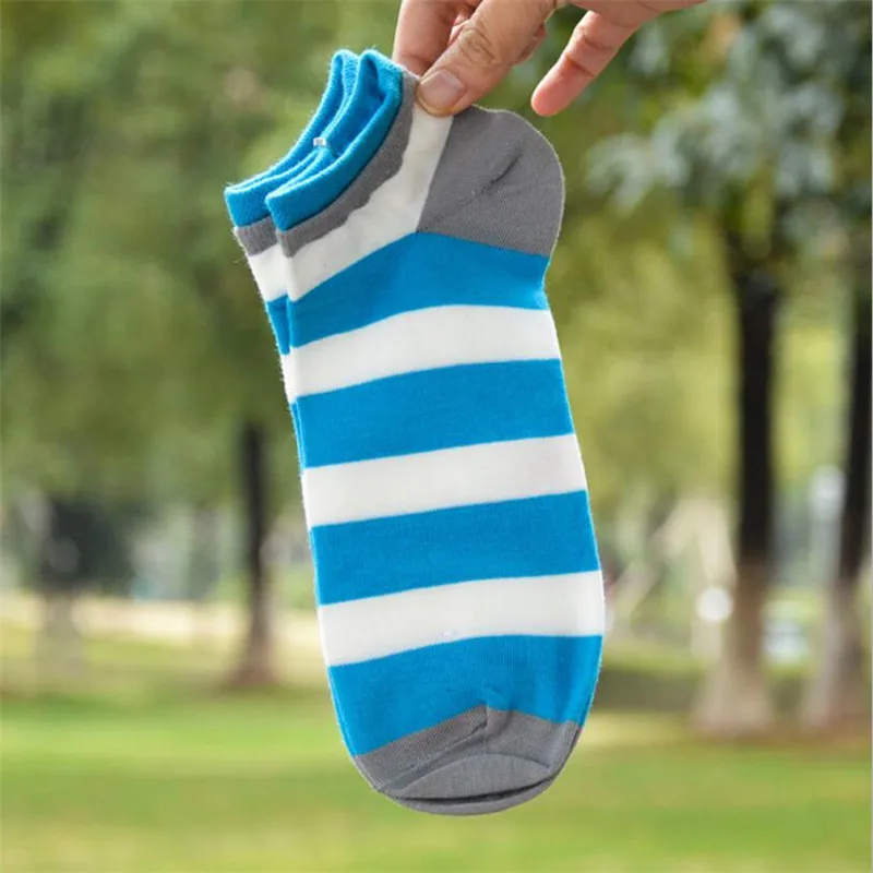 Fashion Men Striped Cotton Short Socks Spring Summer Shallow Mouth Couple Socks Men\'s And Women\'s Sports Ankle Socks