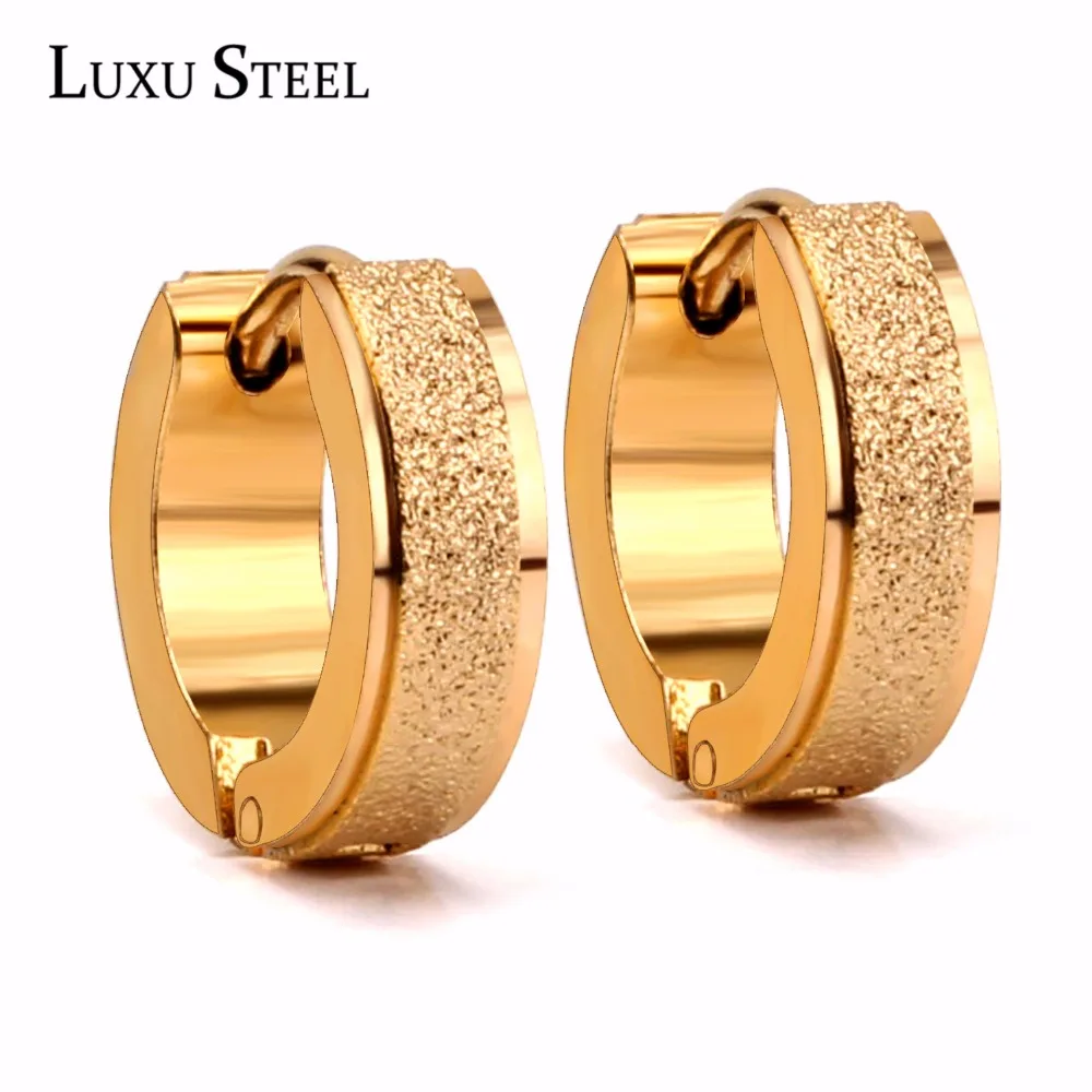 

LUXUSTEEL Vintage Jewelr Golden Color Hoop Earrings 2022 Brinco Ear Accessories Stainless Steel Scrub aretes Mujer