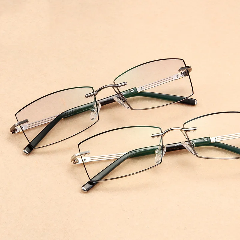 0~+/-4.50 Sliver Frames Male Myopia Eyes Surperlight Commercial Titanium Rimless Finished 1.61 index Prescription Glasses Custom