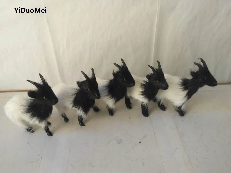 about 13x12cm artificial sheep with black head,one lot/5pcs, plastic&furs goats handicraft,home decoration gift a2429