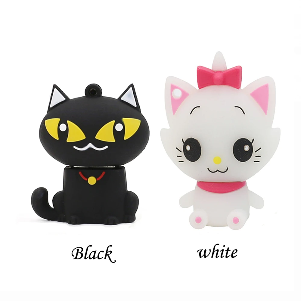 

black/white cute cat usb flash drive storage device 64gb 32GB 16GB 8GB 4GB pen drive USB key 16gb USB stick Memory Stick U disk