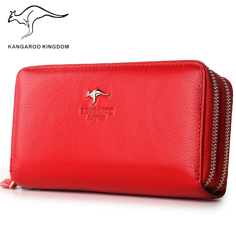 Kangaroo Kingdom Women Wallets Genuine Leather Long Purse Women Clutch Bags Brand Female Wallet