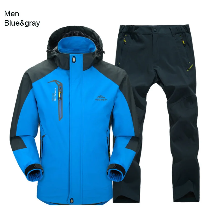 TRVLWEGO Jacke Hose Wandern Camping Frühling & Herbst Outdoor Single Wasserdicht 20000MM Herren Windschutz Trekking Mantel Hose – Detail 7