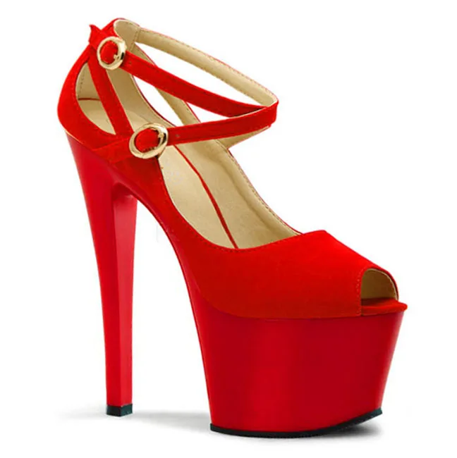 17cm Suede high-heeled shoes, women's high heels and new sexy size, big and fine with banquet, dancing shoes