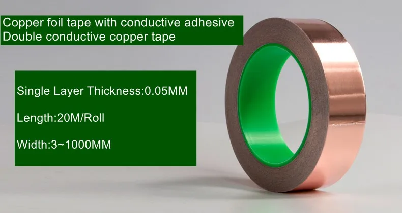 2 Rolls Width 45mm x 20m,Copper foil tape with conductive adhesive Double-guided copper tape,Shielding tape,Heat-resistant