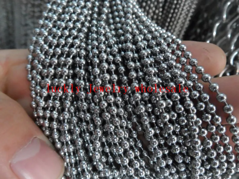 

Lot 20meter in bulk on sale 2mm/3mm Round Beads Chain Stainless Steel Fashion Jewelry Finding Chain DIY Marking