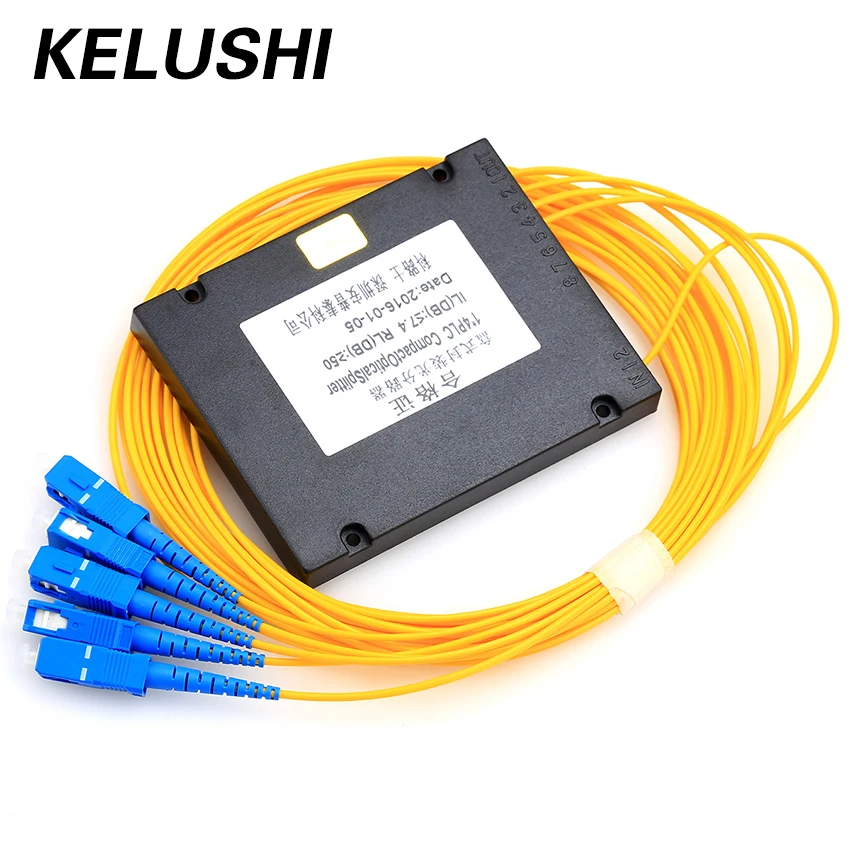 KELUSHI  1*4 PLC Fiber Optical Splitter SC Connector Fiber Tool PLC Splitter Optical Fiber Branching Device Wholesale