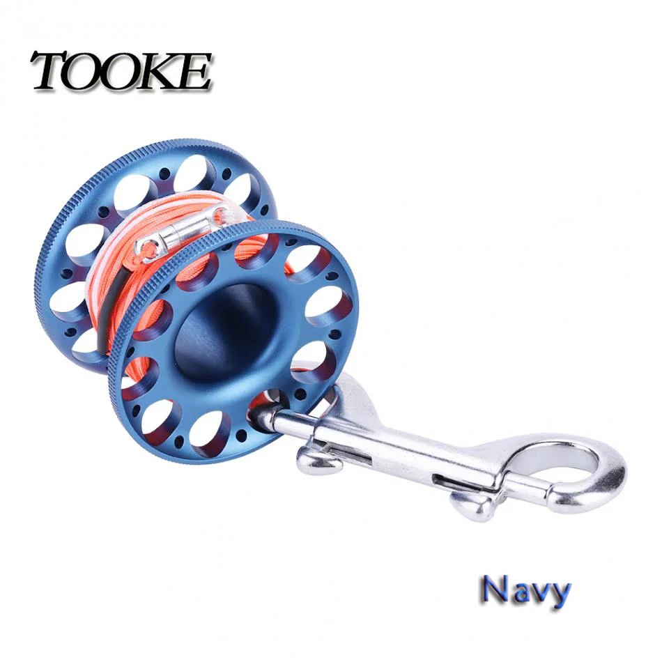 15 متر/30 متر الغوص سبائك الألومنيوم بكرة الاصبع بكرة مع حامل زجاجات نبيذ ثنائي من الفولاذ المقاوم للصدأ المنتهية هوك SMB معدات الكهف الغوص #5