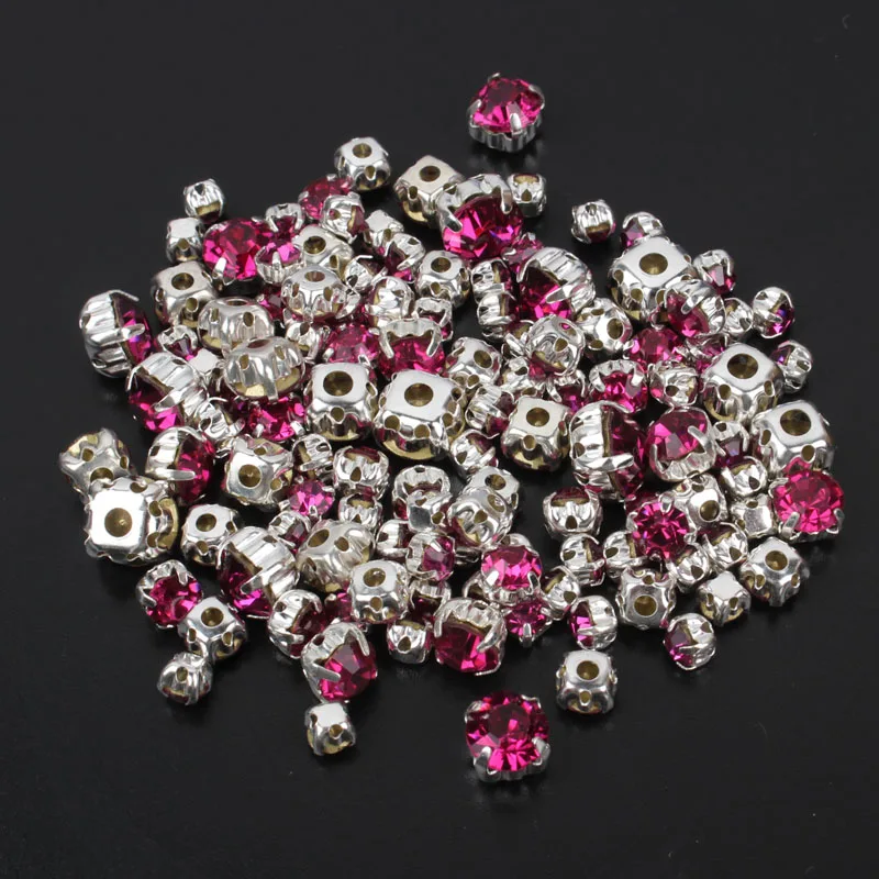 Best selling Sew-On Rhinestones Mixed Size 4-8mm 120pcs Silver claw crystal stones For clothing sewing accessories