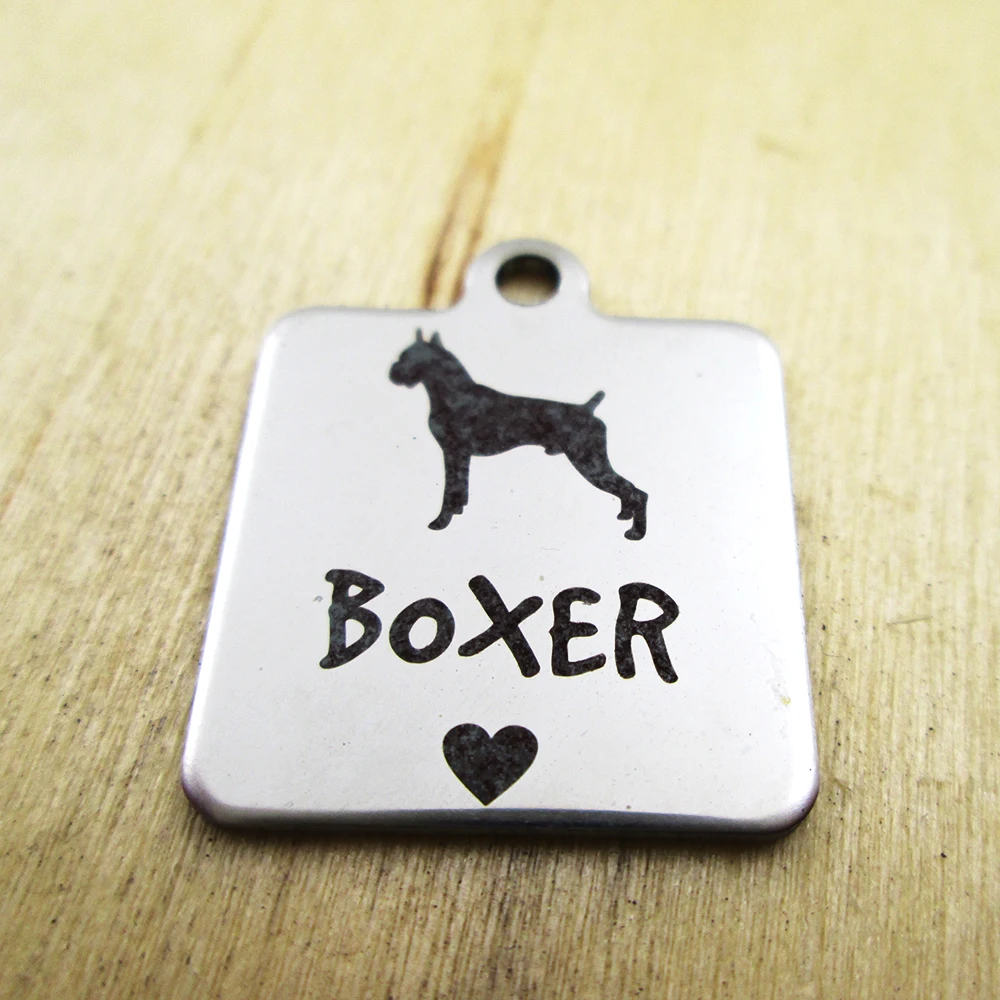 20pcs/lot-BOXER stainless steel charms - Laser Engraved - Customized - DIY Charms Pendants