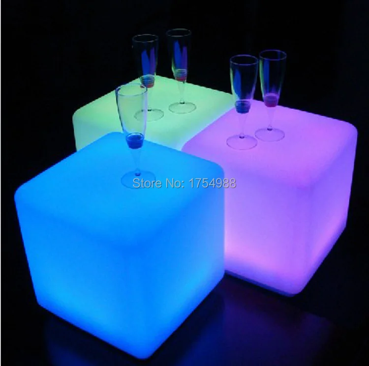 2015 free shipping 50cm LED cube chair for outdoor party/Led Glow Cube Stools Led Luminous Light Bar Stool Color Changeable