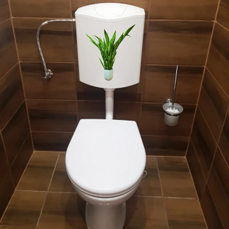 YOJA 23*23.9CM Wedge Leaf Green Potted Plant WC Toilet Sticker Home Room Wall Decal Decor T1-0914