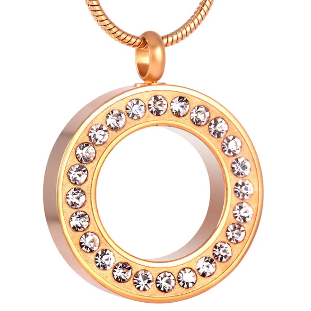 

IJD8515 Shiny Clear Rhinestone Stainless Steel Rose Gold Color Cremation Jewelry For Pendant Necklace Women